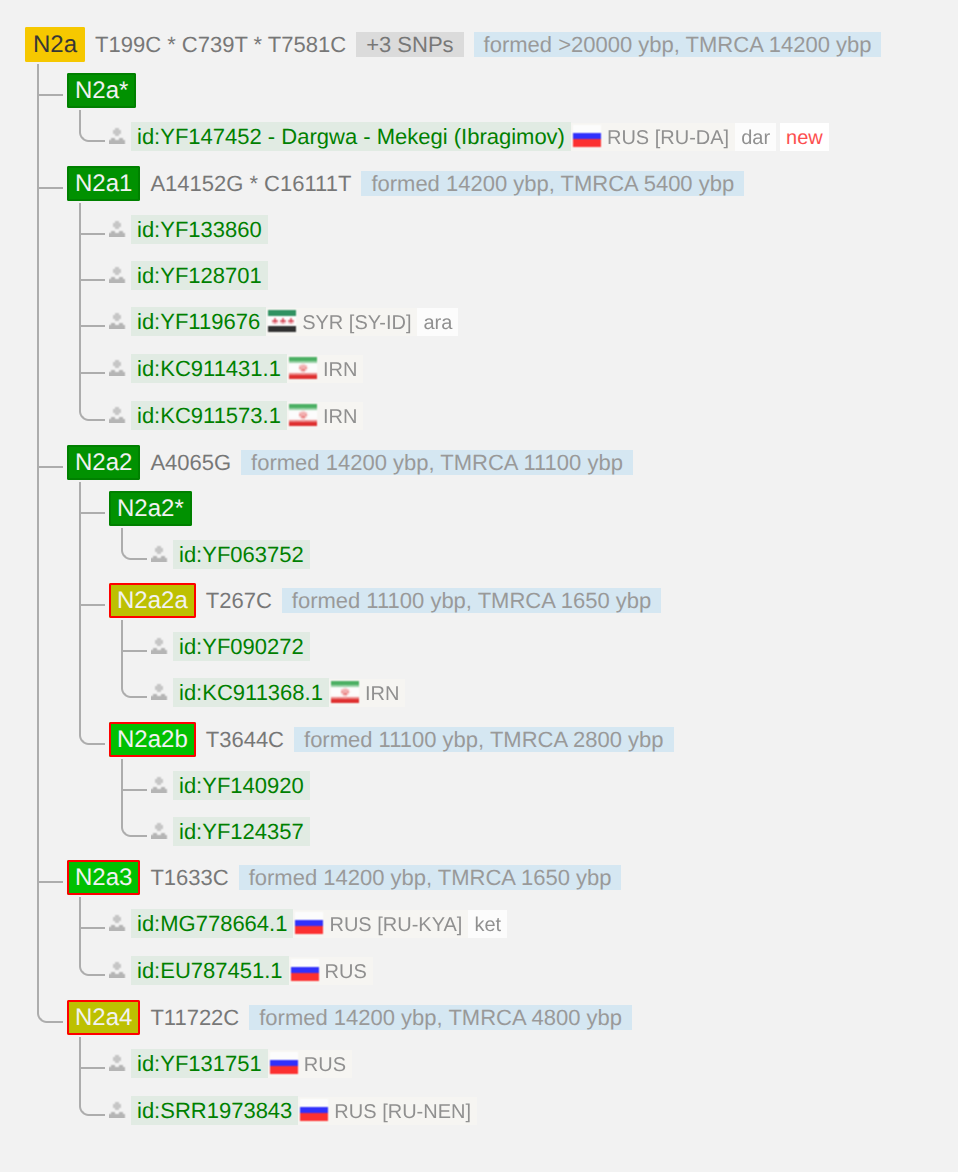 Ветка N2a* на дереве YFull